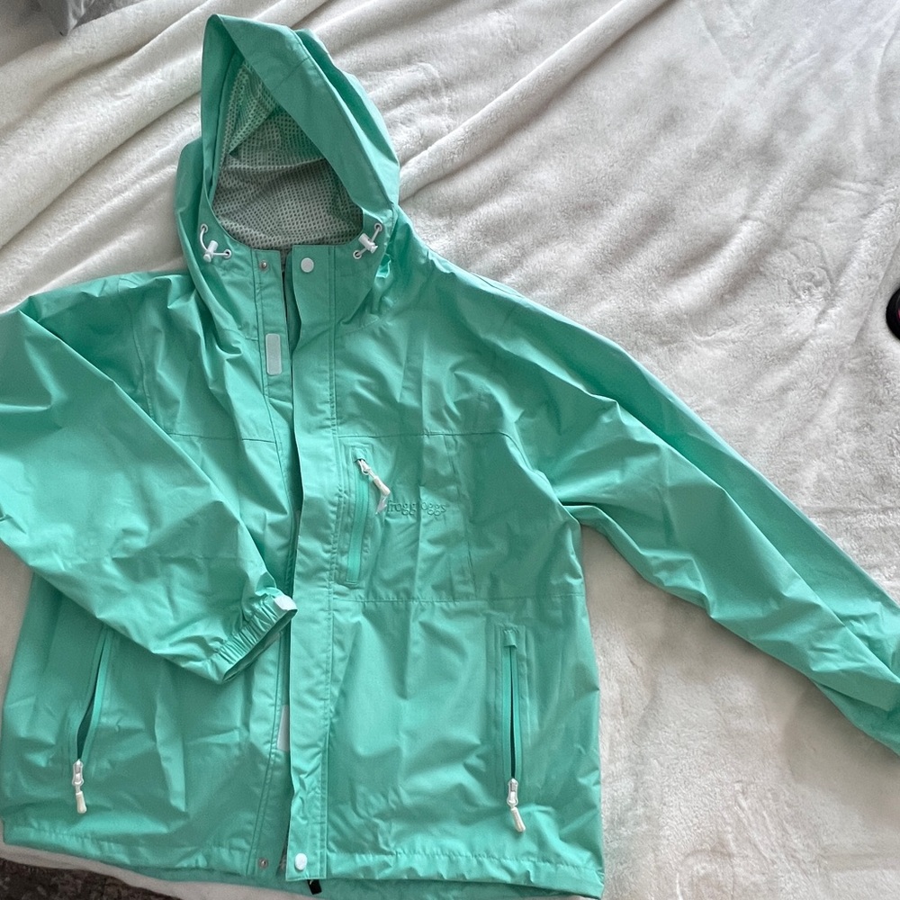 Rain hoodie jacket in turquoise